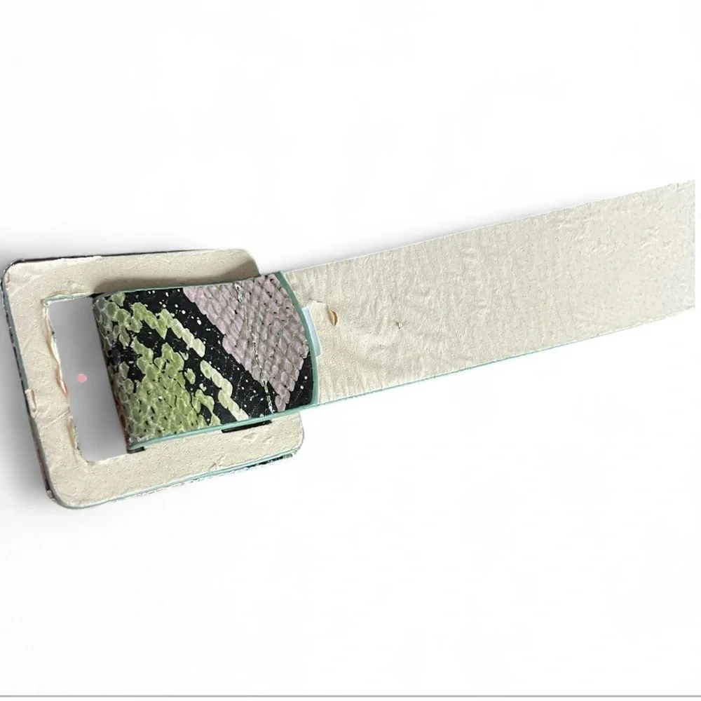 Snake skin print Belt with Square Buckle green cosplay Y2K witchy whimsy goth